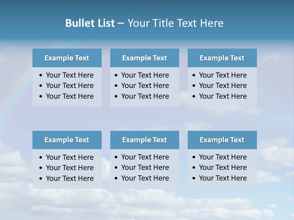 A Rainbow In A Blue Sky With Clouds PowerPoint Template