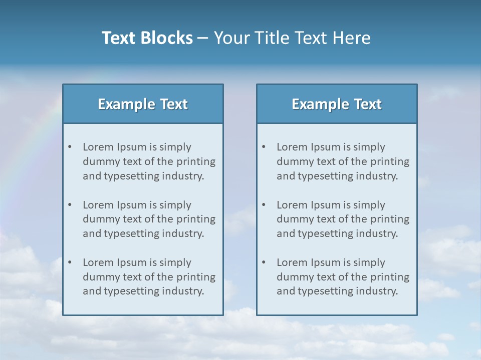 A Rainbow In A Blue Sky With Clouds PowerPoint Template