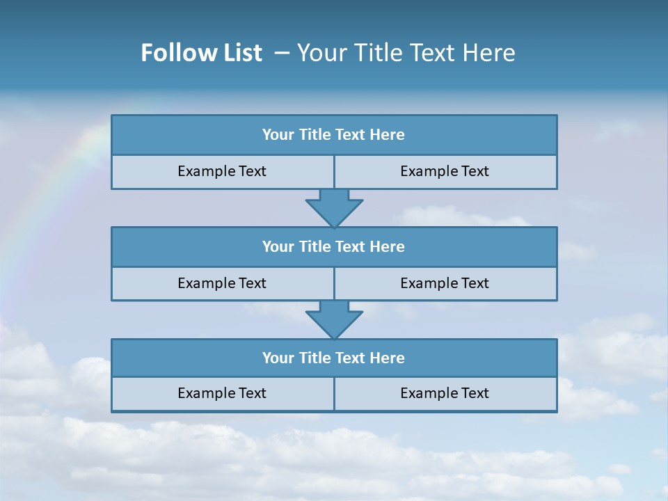 A Rainbow In A Blue Sky With Clouds PowerPoint Template
