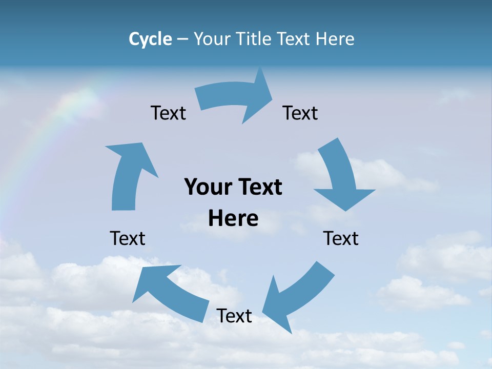 A Rainbow In A Blue Sky With Clouds PowerPoint Template