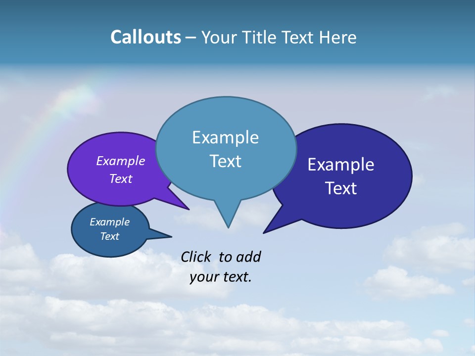 A Rainbow In A Blue Sky With Clouds PowerPoint Template