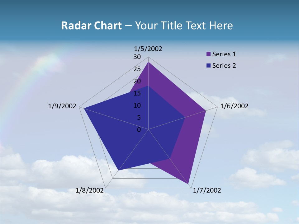 A Rainbow In A Blue Sky With Clouds PowerPoint Template