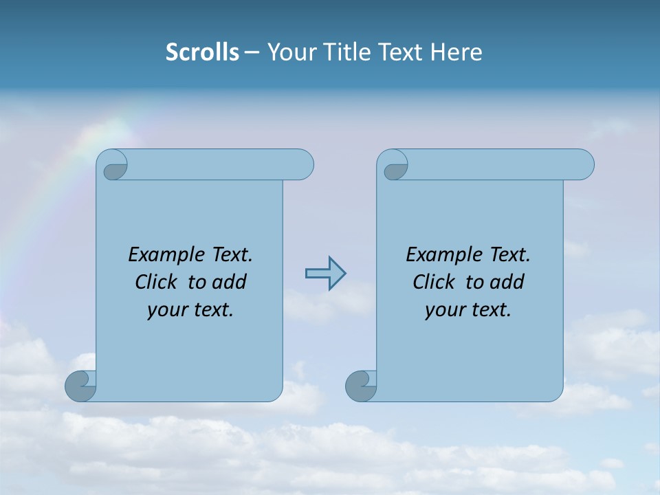 A Rainbow In A Blue Sky With Clouds PowerPoint Template