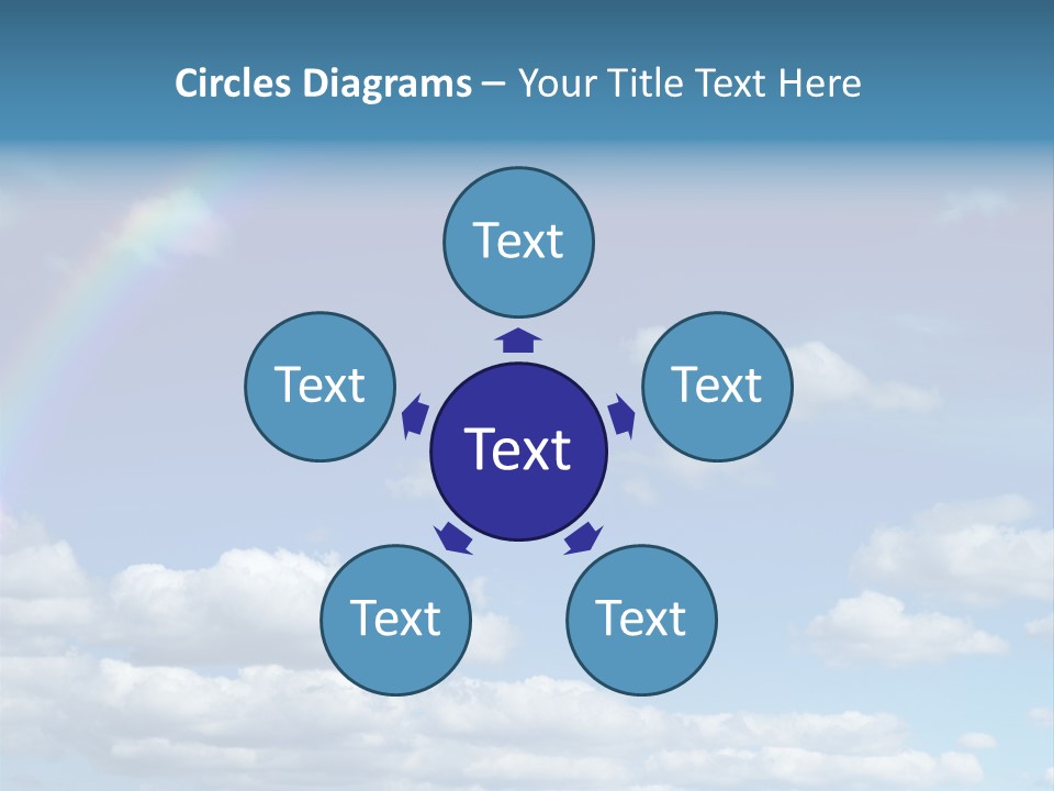 A Rainbow In A Blue Sky With Clouds PowerPoint Template