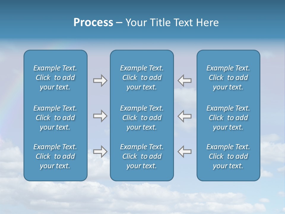 A Rainbow In A Blue Sky With Clouds PowerPoint Template