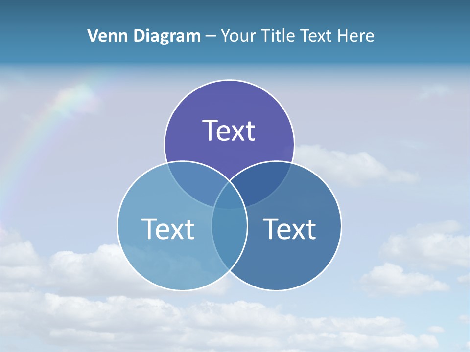 A Rainbow In A Blue Sky With Clouds PowerPoint Template