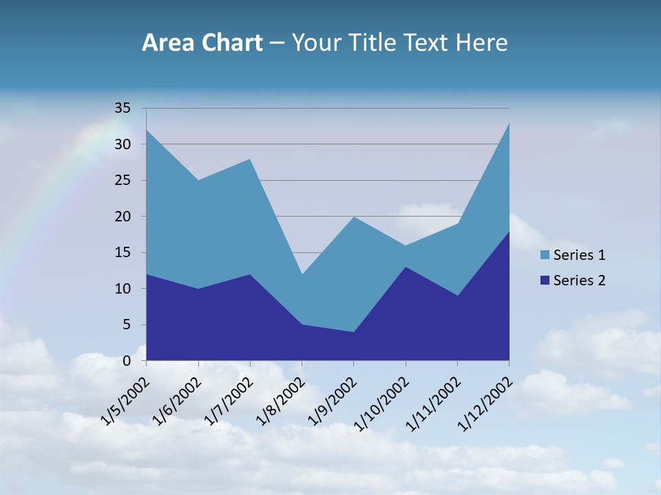 A Rainbow In A Blue Sky With Clouds PowerPoint Template