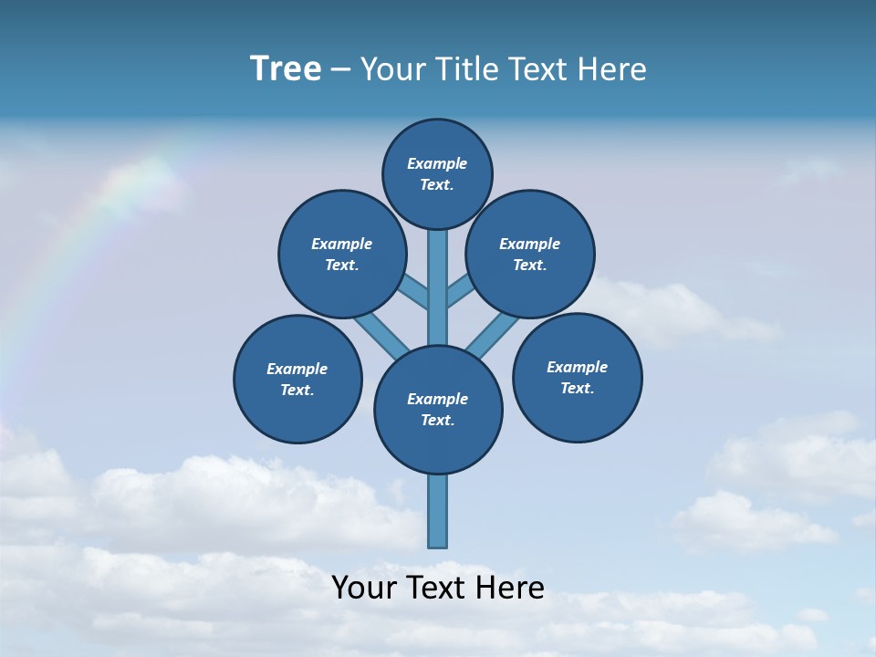 A Rainbow In A Blue Sky With Clouds PowerPoint Template