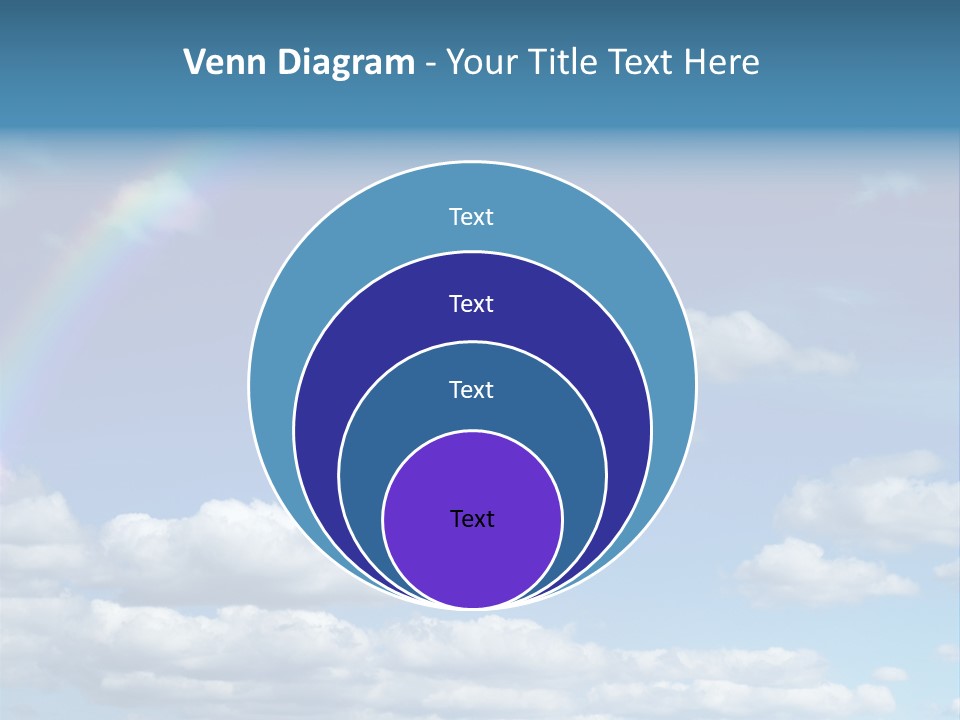A Rainbow In A Blue Sky With Clouds PowerPoint Template