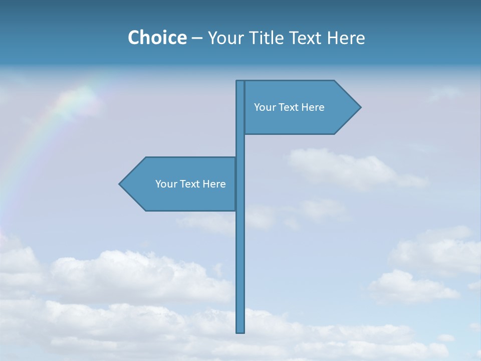 A Rainbow In A Blue Sky With Clouds PowerPoint Template