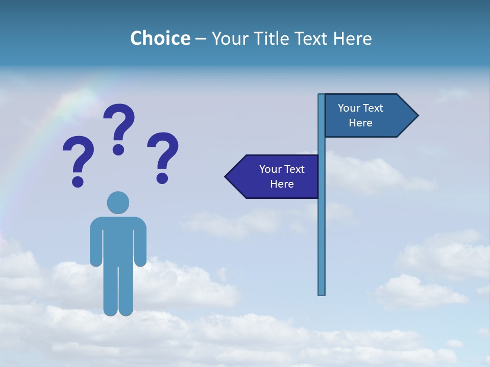 A Rainbow In A Blue Sky With Clouds PowerPoint Template
