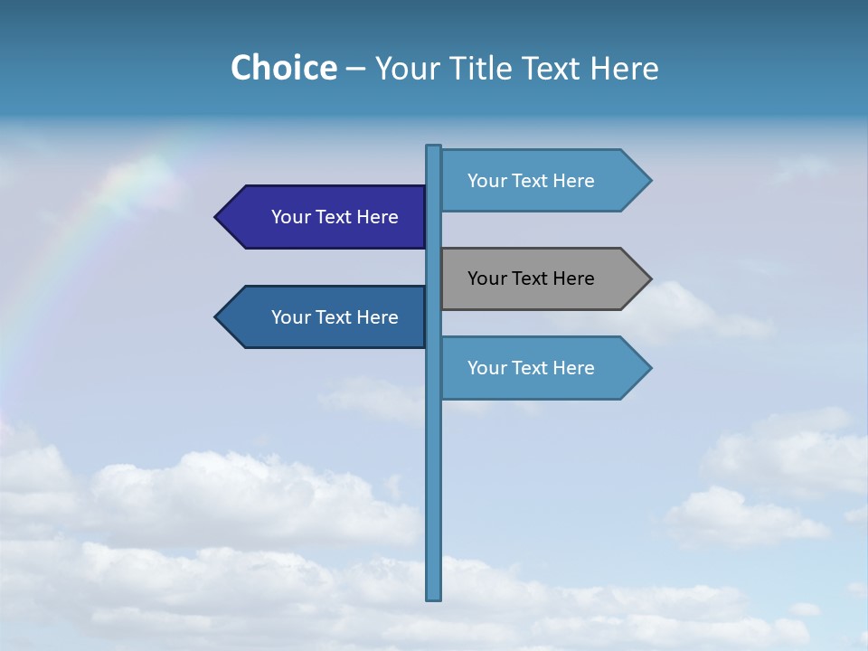 A Rainbow In A Blue Sky With Clouds PowerPoint Template