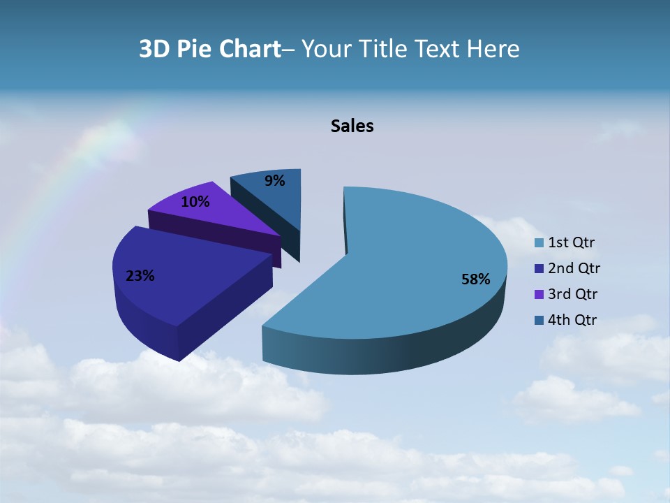 A Rainbow In A Blue Sky With Clouds PowerPoint Template