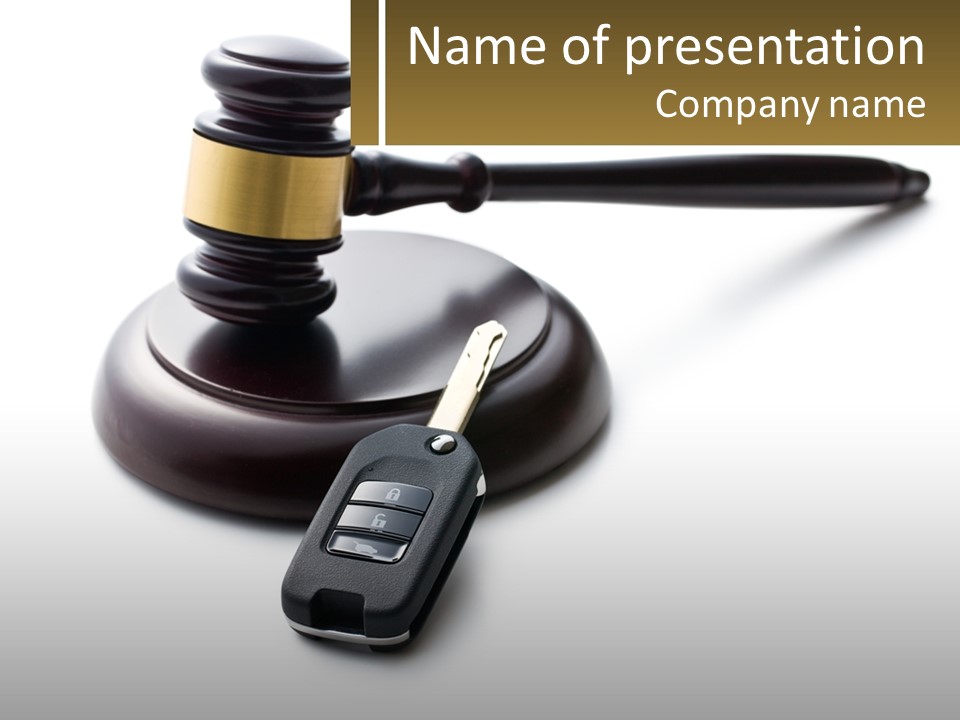 A Judge's Gaven With A Car Key On Top Of It PowerPoint Template