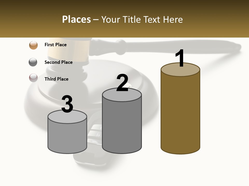 A Judge's Gaven With A Car Key On Top Of It PowerPoint Template