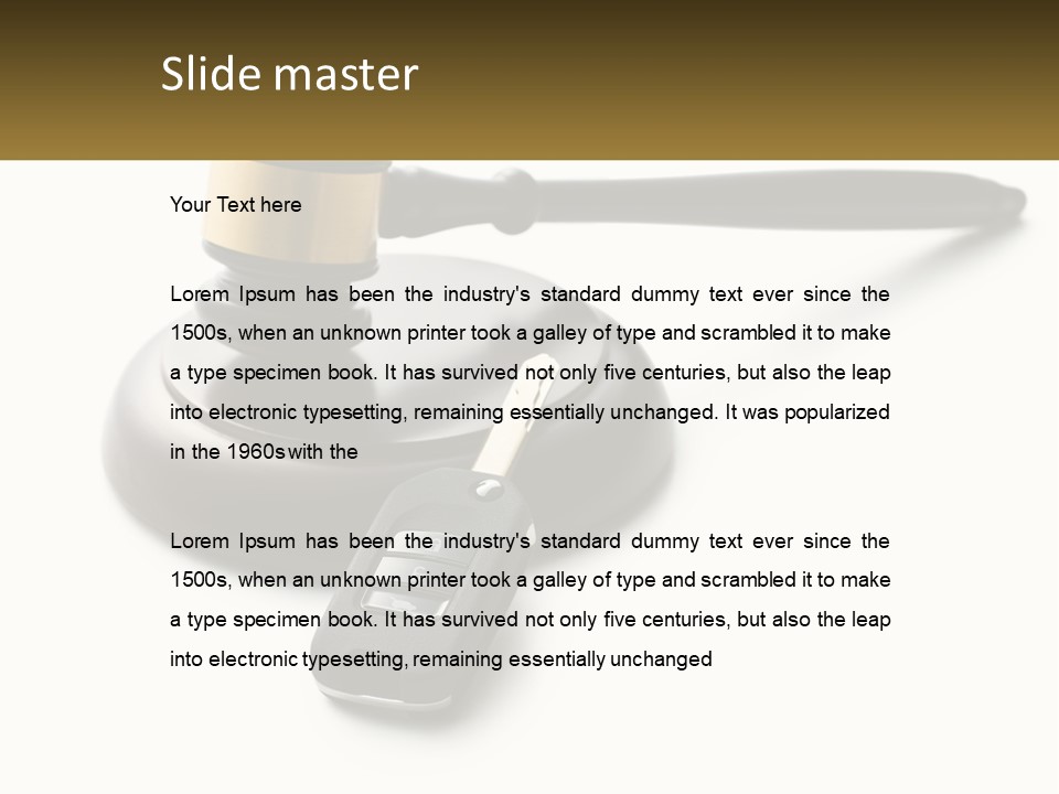 A Judge's Gaven With A Car Key On Top Of It PowerPoint Template