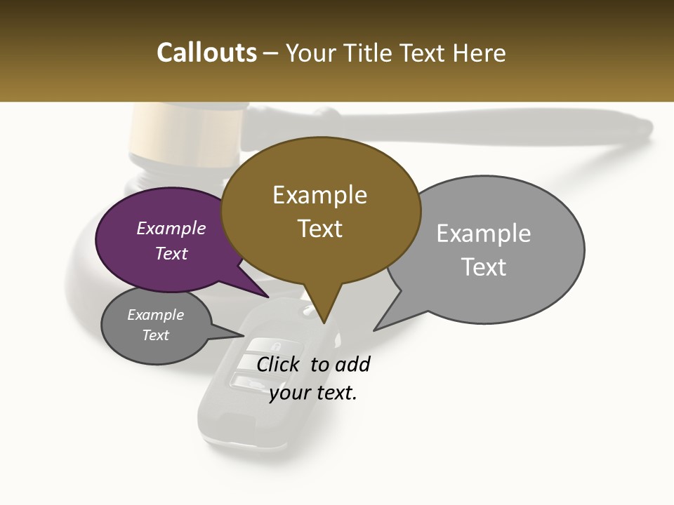 A Judge's Gaven With A Car Key On Top Of It PowerPoint Template
