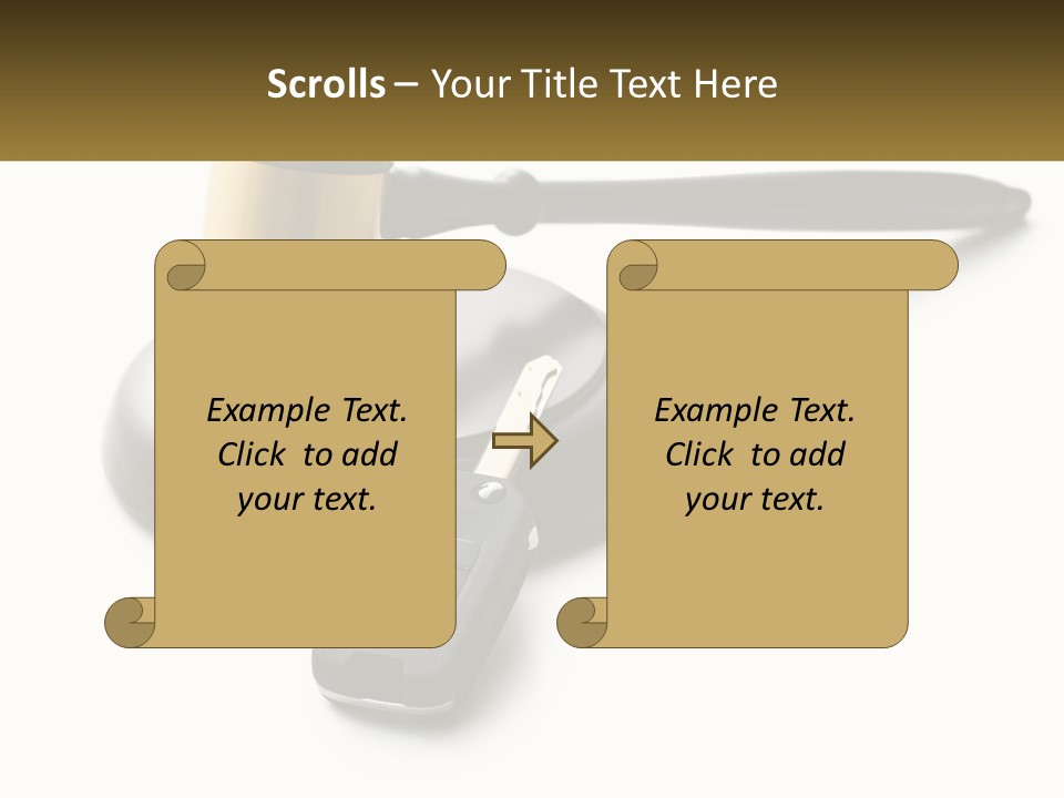 A Judge's Gaven With A Car Key On Top Of It PowerPoint Template
