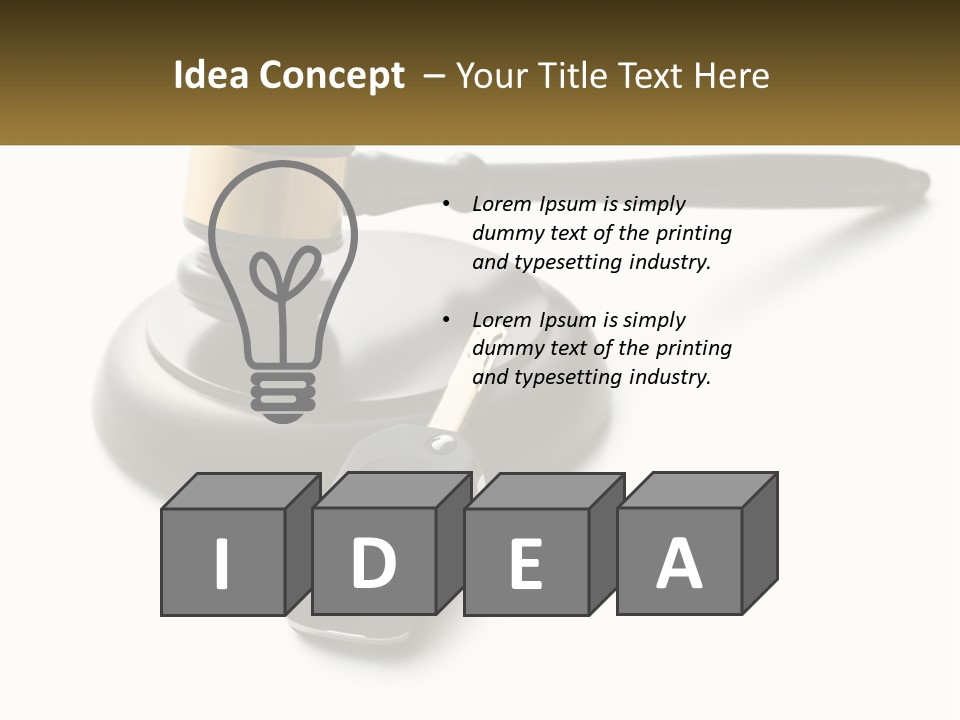 A Judge's Gaven With A Car Key On Top Of It PowerPoint Template