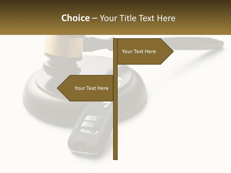 A Judge's Gaven With A Car Key On Top Of It PowerPoint Template