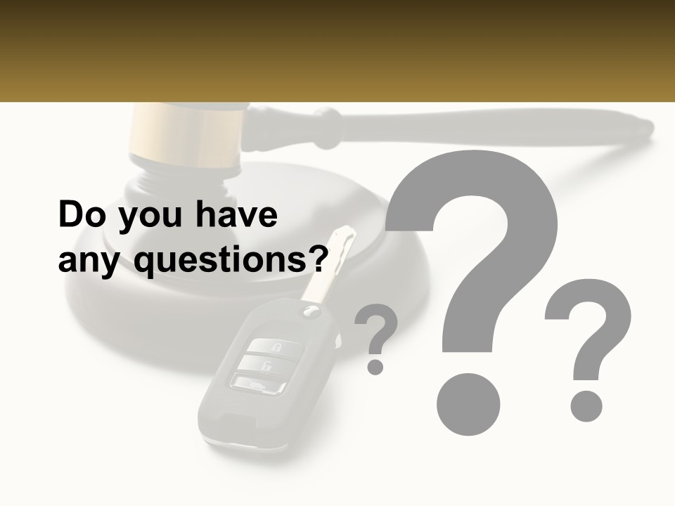 A Judge's Gaven With A Car Key On Top Of It PowerPoint Template