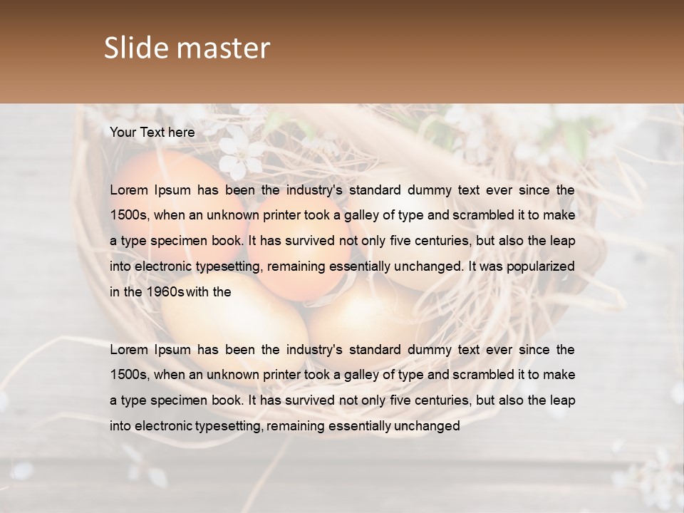 A Basket Filled With Eggs On Top Of A Wooden Table PowerPoint Template