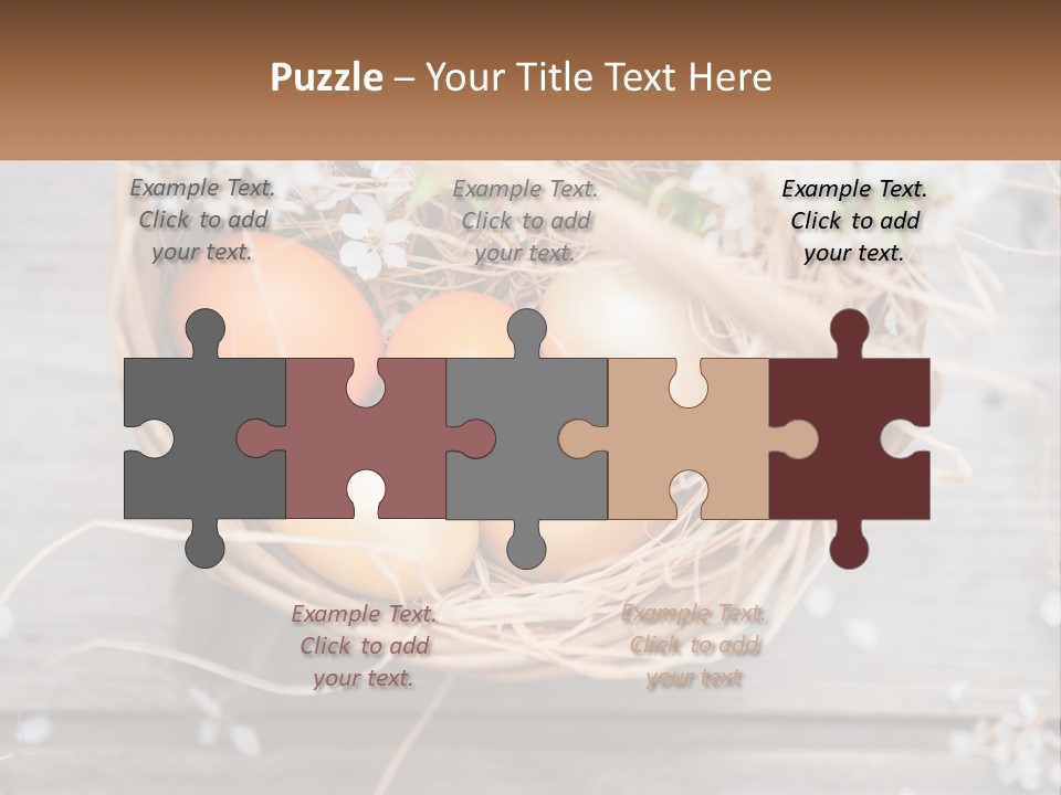 A Basket Filled With Eggs On Top Of A Wooden Table PowerPoint Template