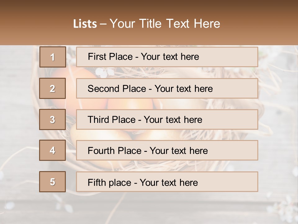A Basket Filled With Eggs On Top Of A Wooden Table PowerPoint Template