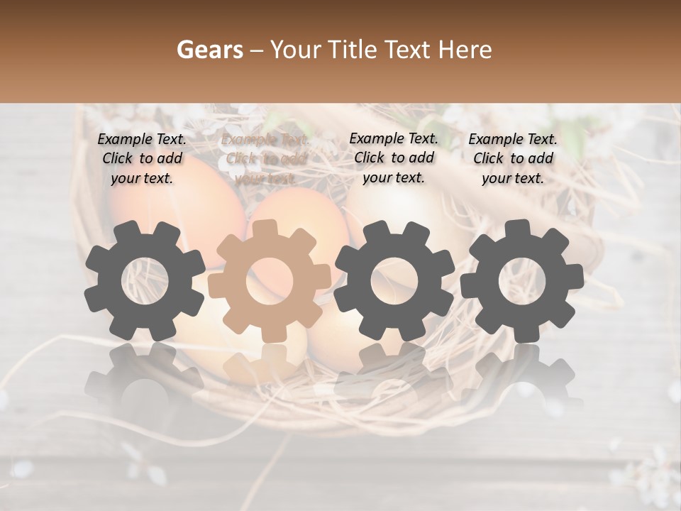 A Basket Filled With Eggs On Top Of A Wooden Table PowerPoint Template