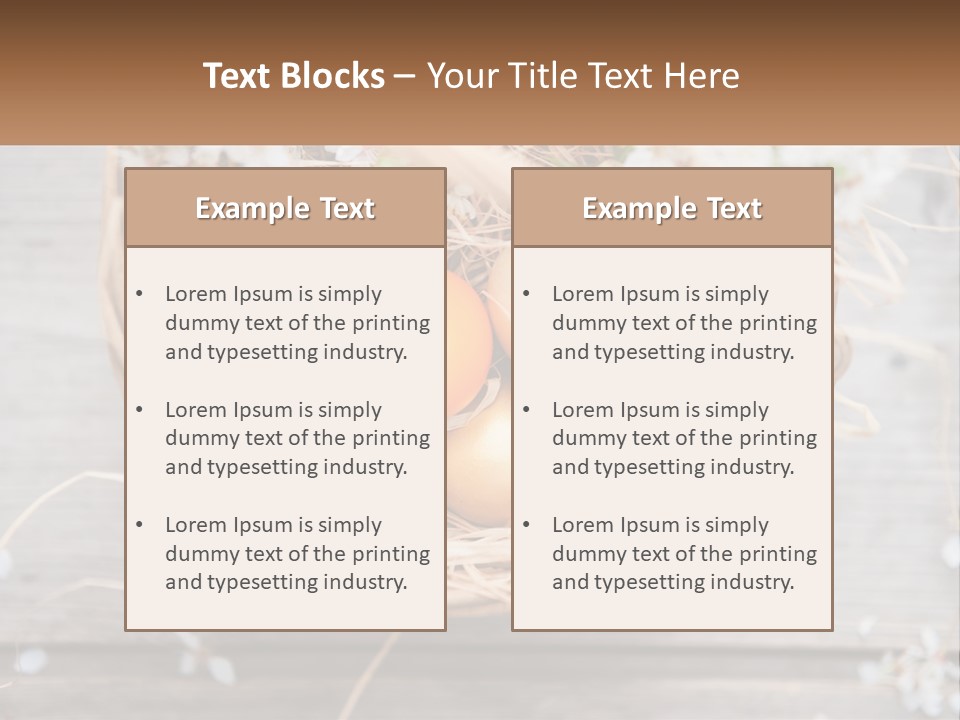 A Basket Filled With Eggs On Top Of A Wooden Table PowerPoint Template