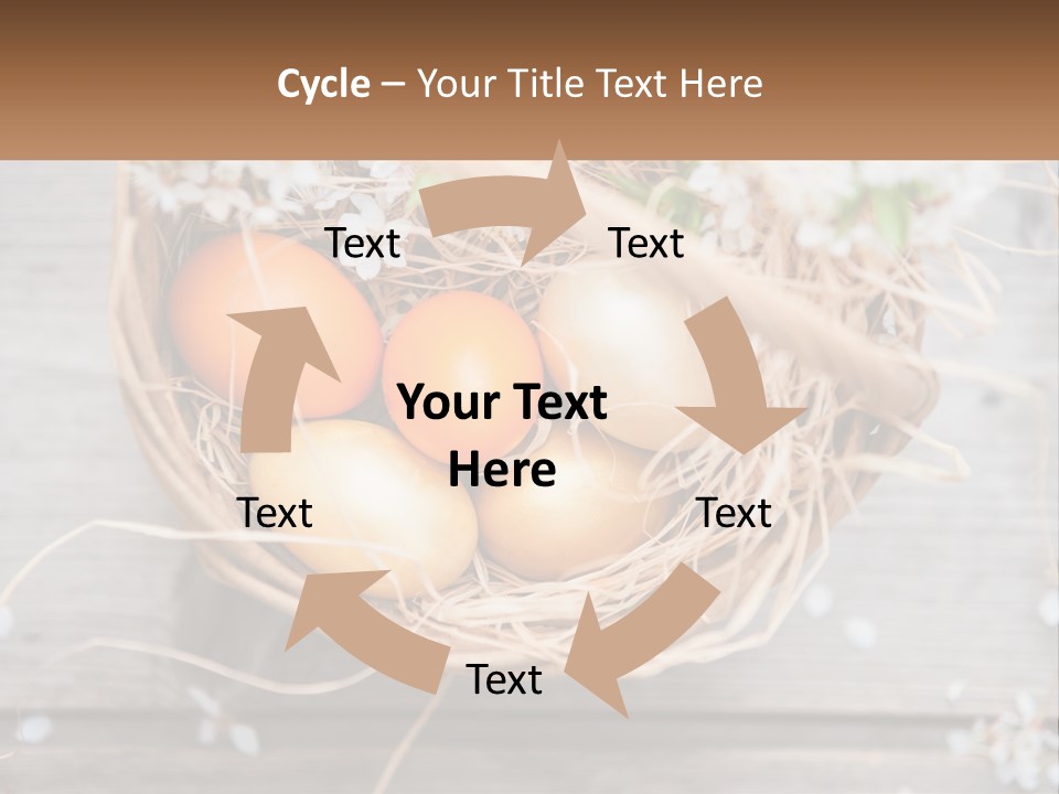 A Basket Filled With Eggs On Top Of A Wooden Table PowerPoint Template