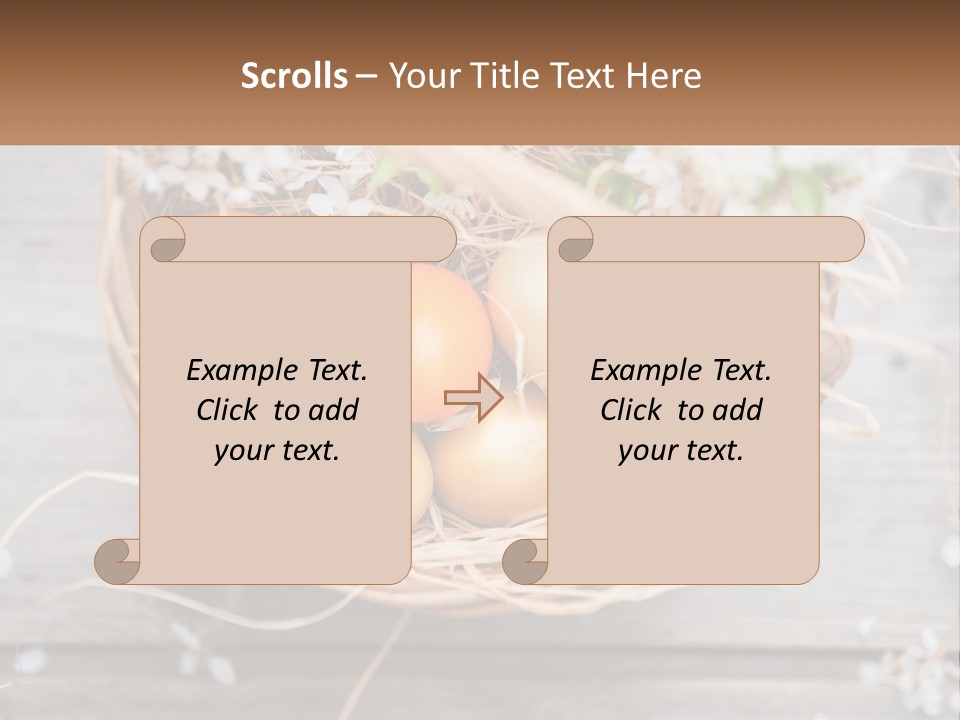 A Basket Filled With Eggs On Top Of A Wooden Table PowerPoint Template