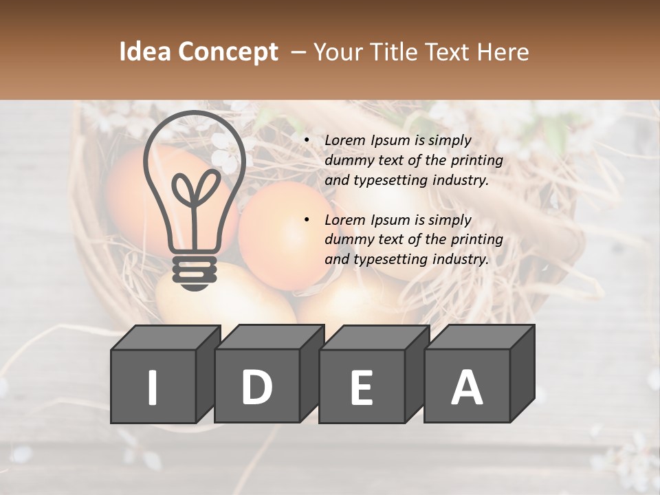 A Basket Filled With Eggs On Top Of A Wooden Table PowerPoint Template
