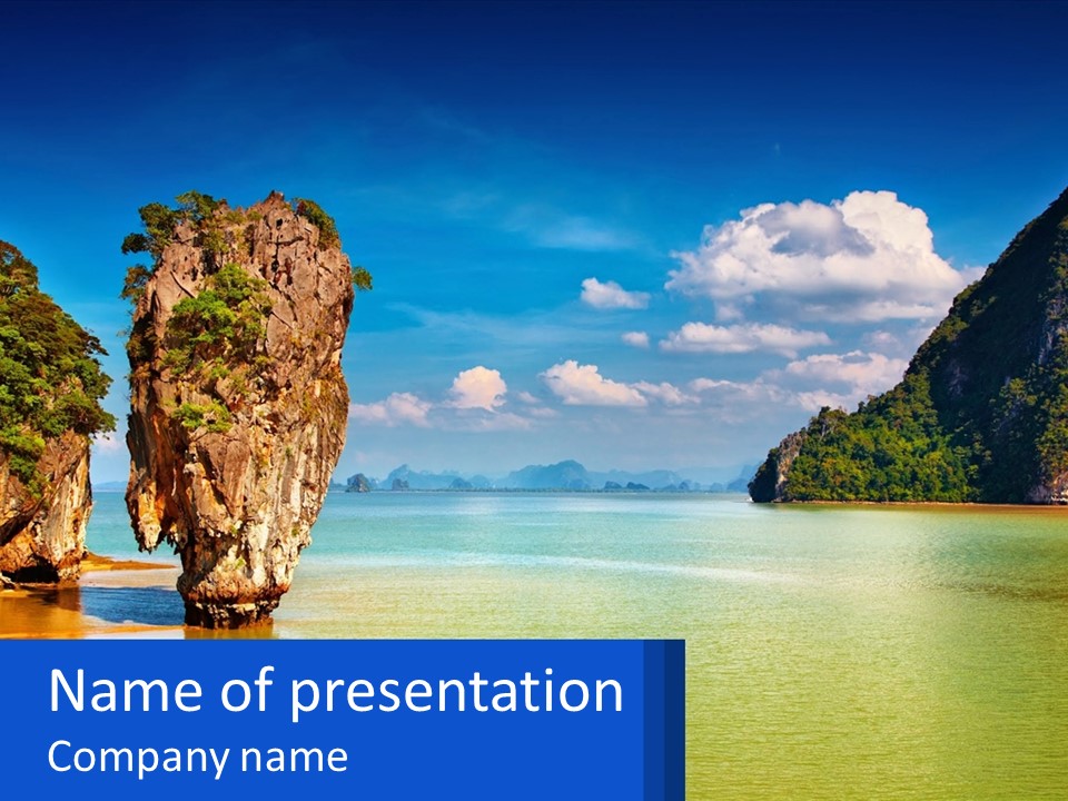 A Large Body Of Water Surrounded By Mountains PowerPoint Template