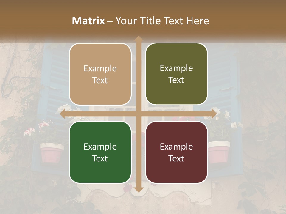 A Window With Blue Shutters And Flowers On It PowerPoint Template