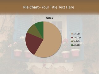 A Window With Blue Shutters And Flowers On It PowerPoint Template