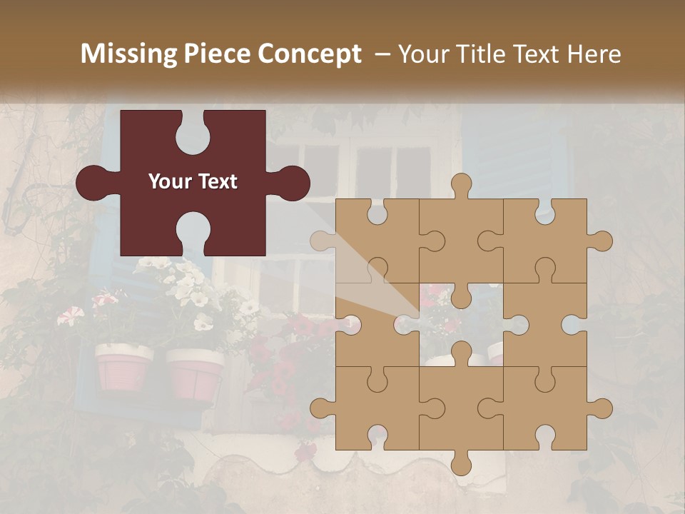 A Window With Blue Shutters And Flowers On It PowerPoint Template