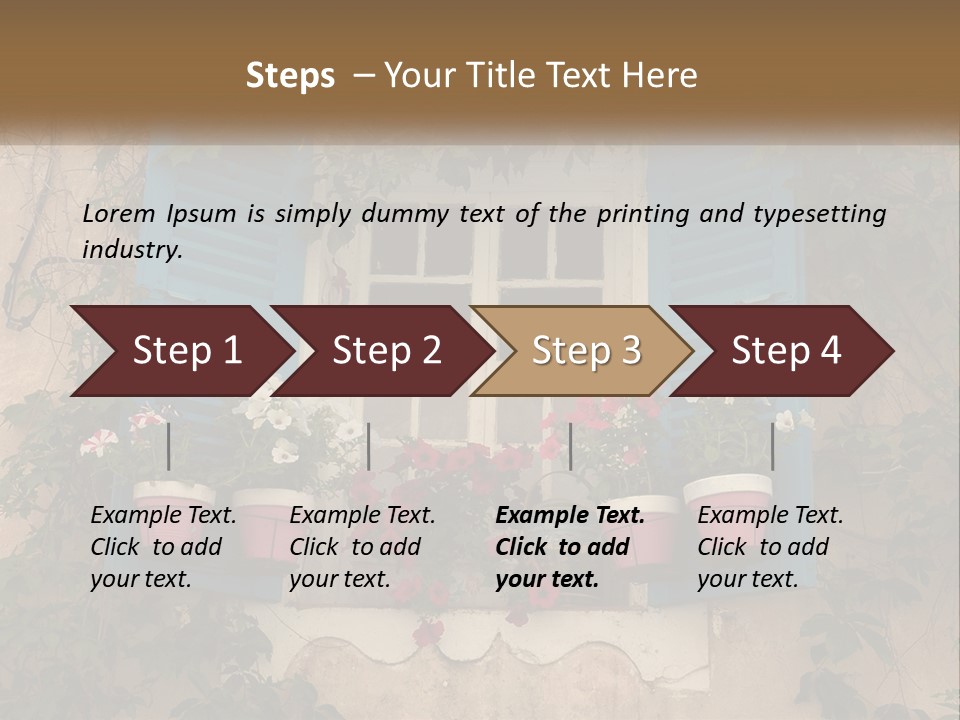 A Window With Blue Shutters And Flowers On It PowerPoint Template