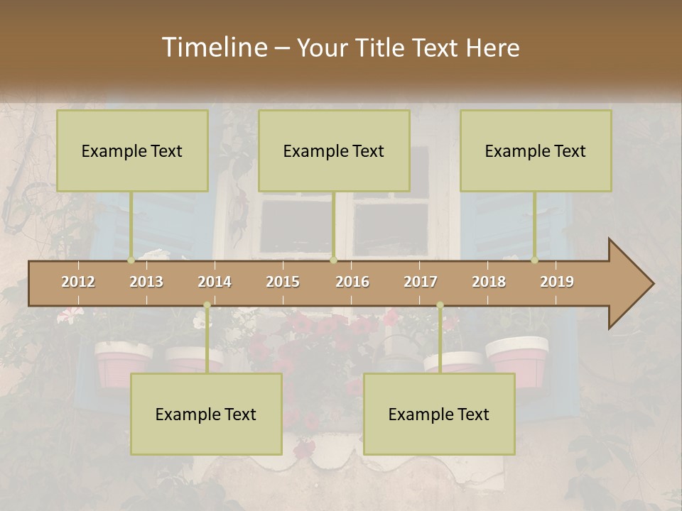 A Window With Blue Shutters And Flowers On It PowerPoint Template