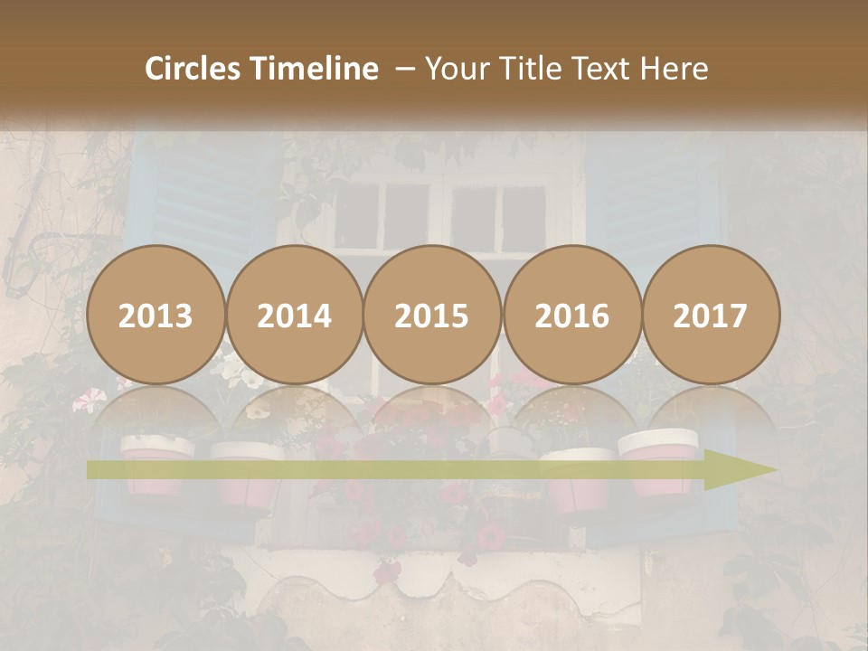 A Window With Blue Shutters And Flowers On It PowerPoint Template