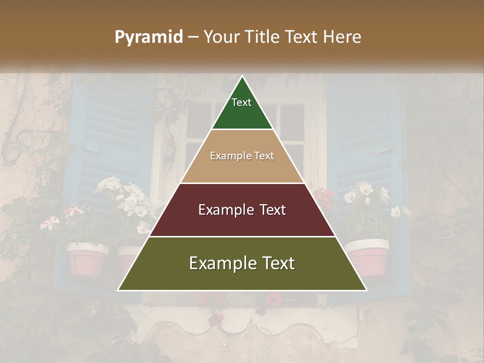 A Window With Blue Shutters And Flowers On It PowerPoint Template