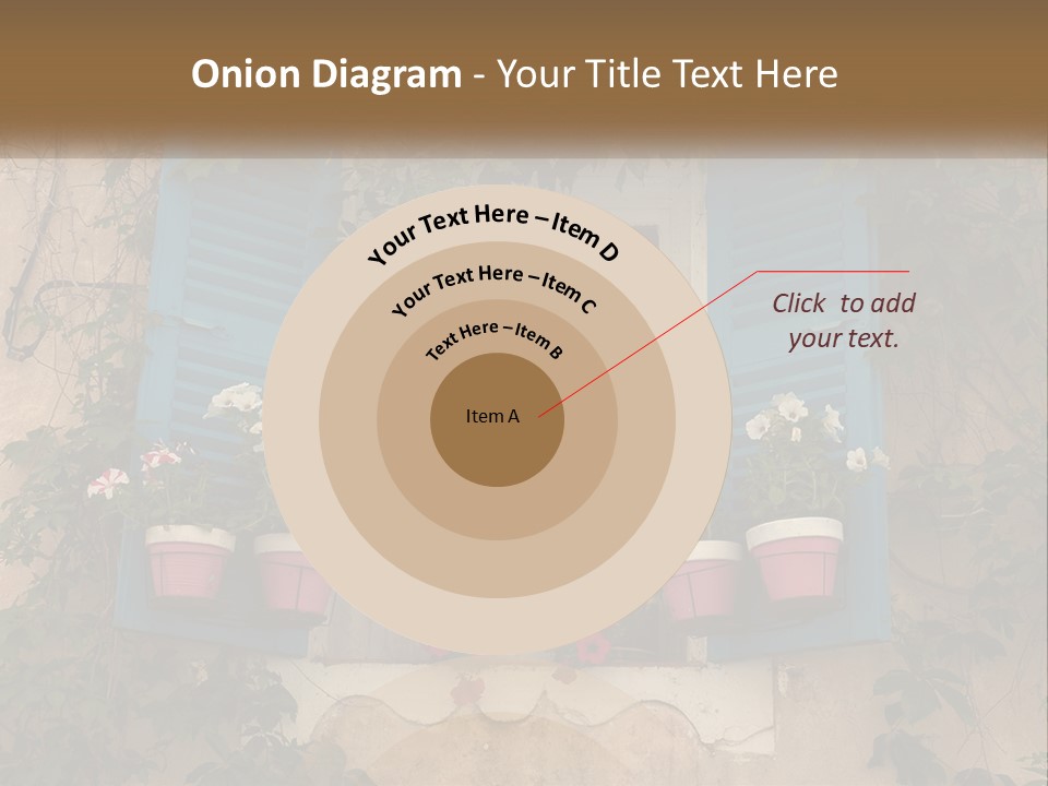 A Window With Blue Shutters And Flowers On It PowerPoint Template