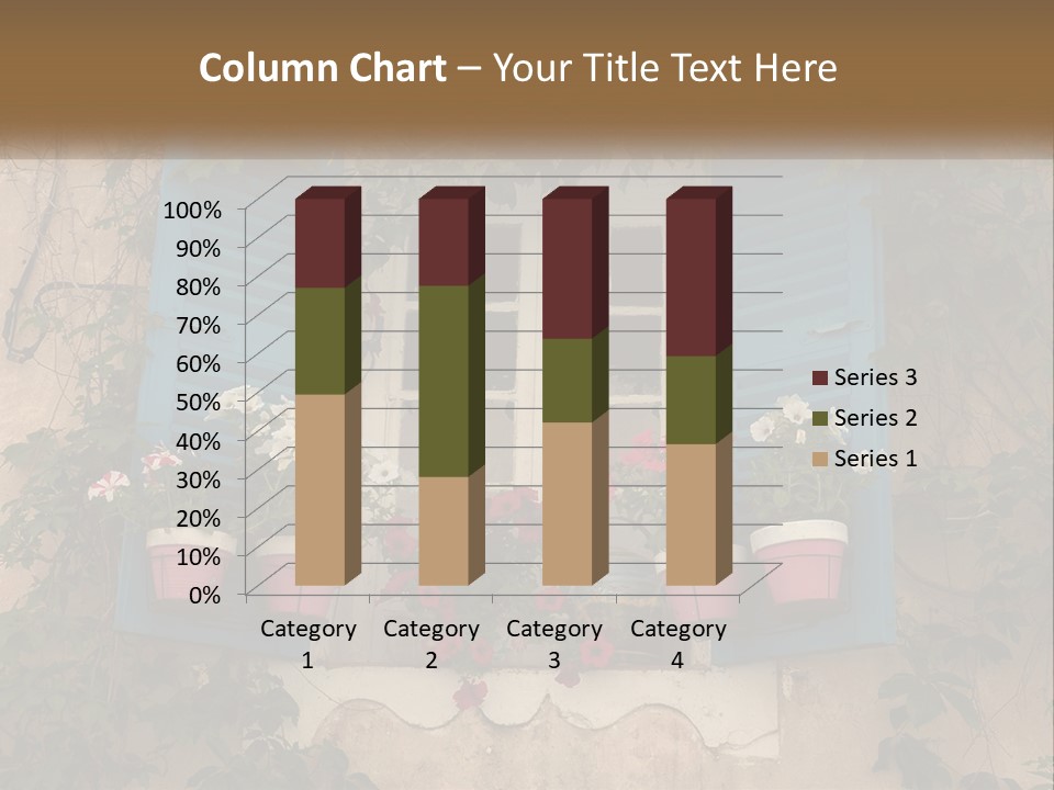 A Window With Blue Shutters And Flowers On It PowerPoint Template