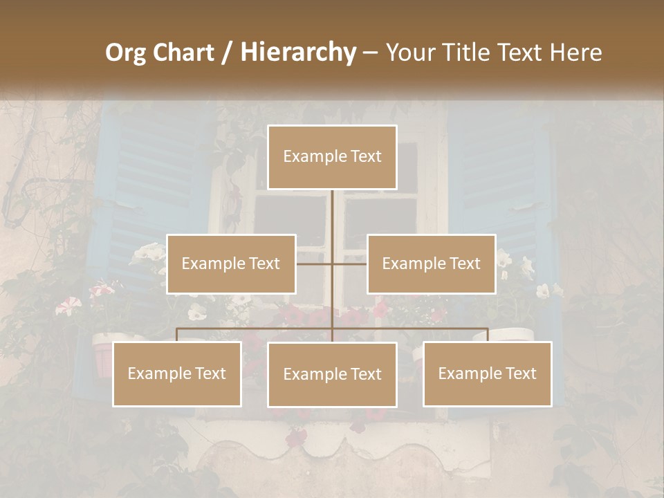 A Window With Blue Shutters And Flowers On It PowerPoint Template
