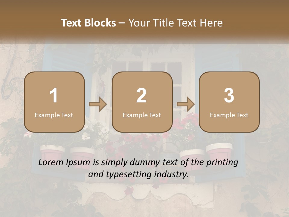 A Window With Blue Shutters And Flowers On It PowerPoint Template