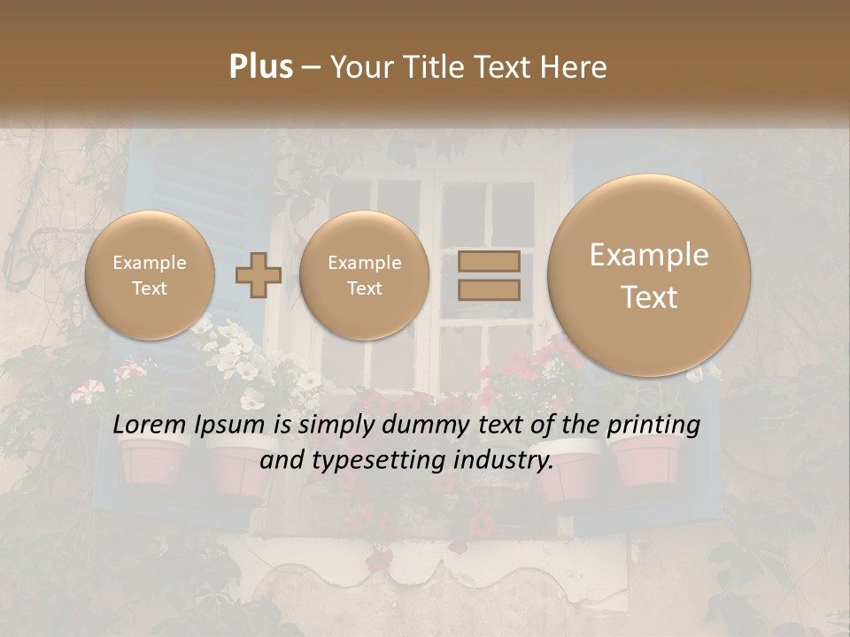 A Window With Blue Shutters And Flowers On It PowerPoint Template