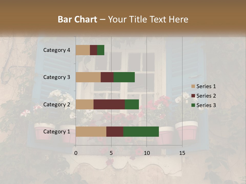 A Window With Blue Shutters And Flowers On It PowerPoint Template
