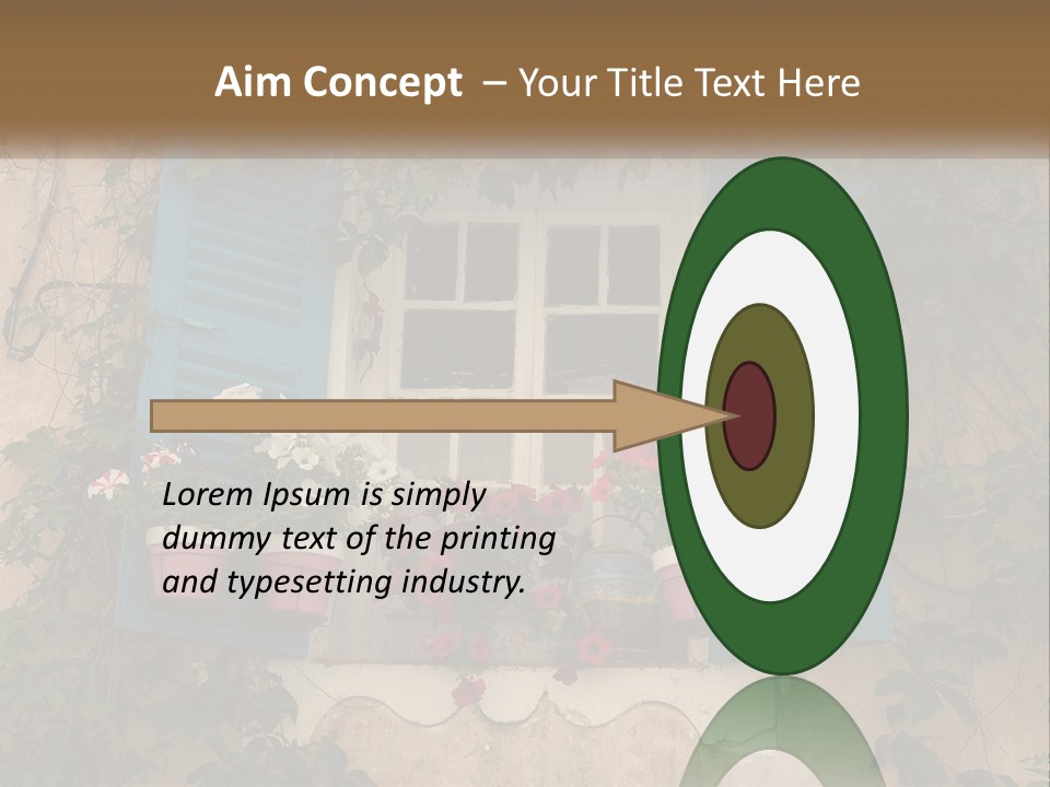 A Window With Blue Shutters And Flowers On It PowerPoint Template