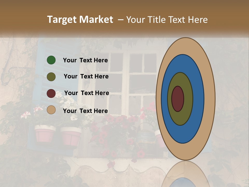 A Window With Blue Shutters And Flowers On It PowerPoint Template