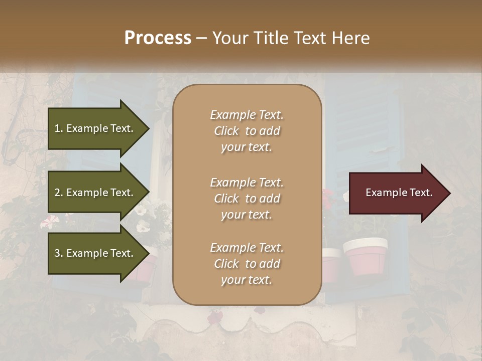 A Window With Blue Shutters And Flowers On It PowerPoint Template